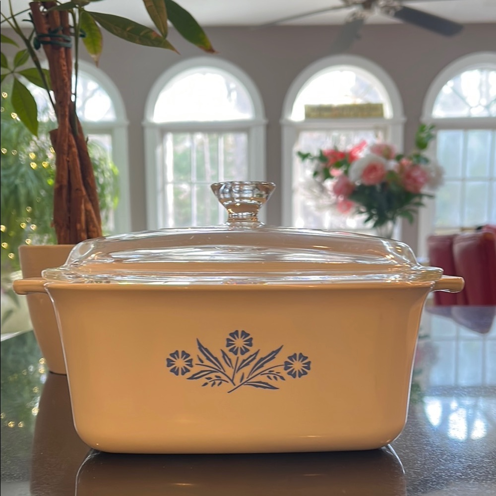 "Cornflower Blue" - 1.5L /1.5QT Rectangle (P-4-B) Casserole with Lid by CORNING